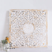 Load image into Gallery viewer, Fink_Wooden Carved Square Wall Panel_112 x 112 cm_White with Gold
