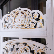 Load image into Gallery viewer, Yana_Wooden Carved Screen 3 Panel_Room Divider_White with Gold Finish
