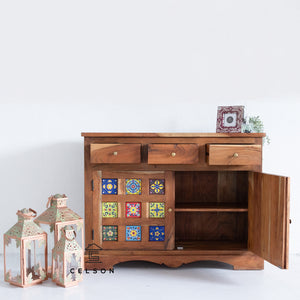 Meena _Hand Carved Wooden Sideboard_Buffet_Cabinet_120 cm