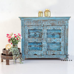 Sahiba_Hand Carved Wooden Chest_Cupbord_ Sideboard_Cabinet_ 100 cm Length