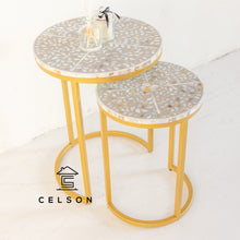 Load image into Gallery viewer, Kelvin_ Mother of Pearl Inlay Nesting Side Table Set of 2_Available in different colors
