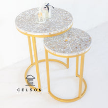 Load image into Gallery viewer, Kelvin_ Mother of Pearl Inlay Nesting Side Table Set of 2_Available in different colors
