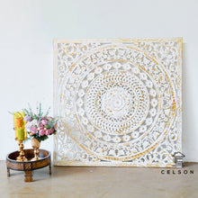 Load image into Gallery viewer, Liza_Wooden Carved Square Wall Panel_Gold Finish
