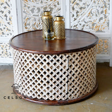 Load image into Gallery viewer, Sahiba_ Solid Mango Wood Hand Carved Jali Coffee Table_Storage Coffee Table
