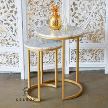 Load image into Gallery viewer, Kelvin_ Mother of Pearl Inlay Nesting Side Table Set of 2_Available in different colors
