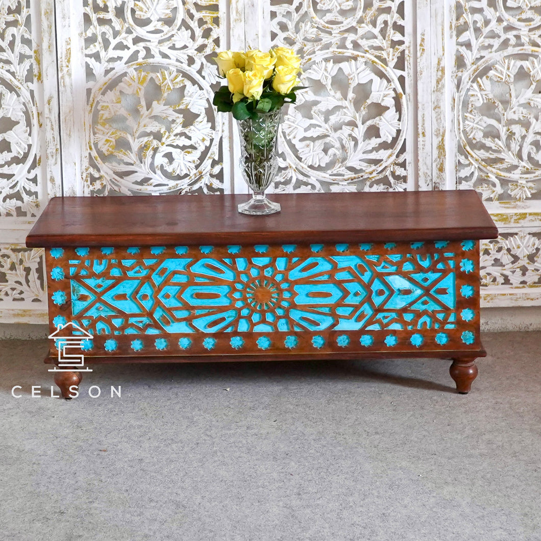 Jack Carved Wooden Storage Trunk