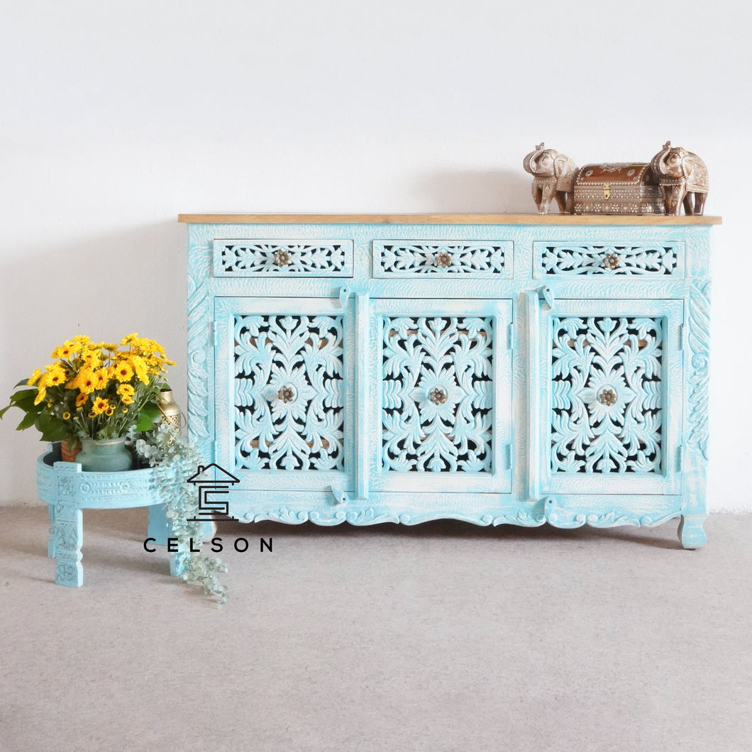 Deepak_Hand Carved Indian Wood Sideboard_Buffet