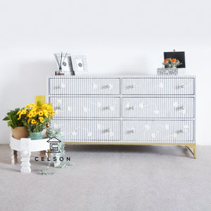 Stefer_Bone Inlay Chest of Drawer with 6 Drawers_ 150 cm Length