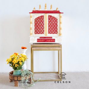 Mira_Hand Carved Wooden Altar_Wooden Mandir_Prayer Mandir_Altar_Available in 7 colors