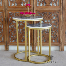 Load image into Gallery viewer, Kelvin_ Mother of Pearl Inlay Nesting Side Table Set of 2_Available in different colors
