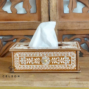 Charvi Hand Painted  Wooden Tissue Box