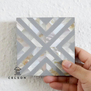 Chevron Pattern Mother of pearl  Inlay Coaster