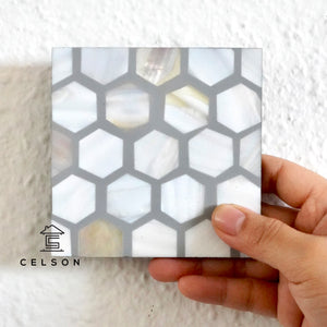 Honey Comb Pattern Mother of pearl Inlay Coaster