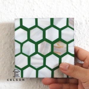 Honey Comb Pattern Mother of pearl Inlay Coaster