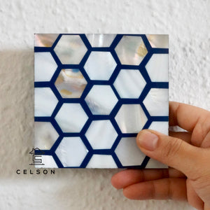 Honey Comb Pattern Mother of pearl Inlay Coaster