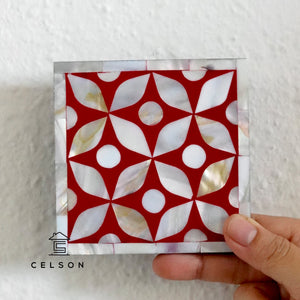 Geometric Pattern Mother of pearl  Inlay Coaster