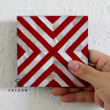 Load image into Gallery viewer, Chevron Pattern Mother of pearl  Inlay Coaster
