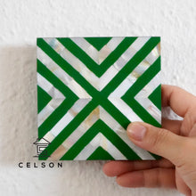 Load image into Gallery viewer, Chevron Pattern Mother of pearl  Inlay Coaster
