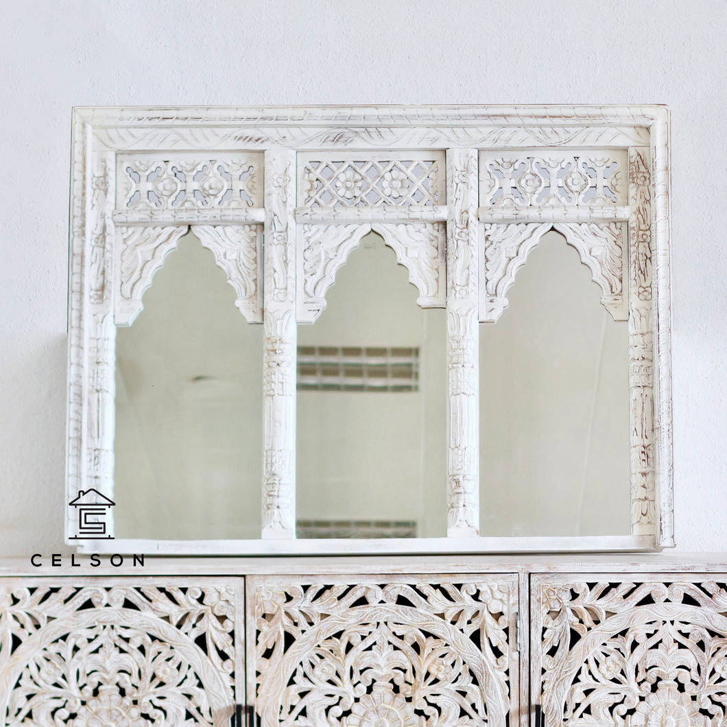 Joyce Hand Carved Wooden Arch Mirror_ 120 x 90 cm