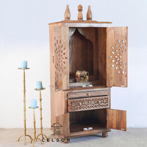 Krishna_Hand Carved Wooden Altar_Wooden Mandir_Prayer Mandir_Altar