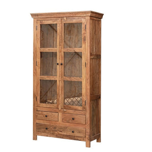 Saga_Hand Carved Indian Wood Tall Almirah_Cupboard_Height 190cm