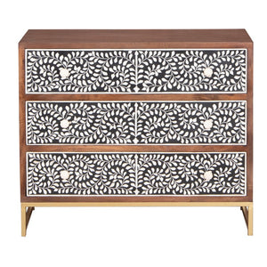 Riva_Bone Inlay Chest With 3 Drawers_ 100 cm Length