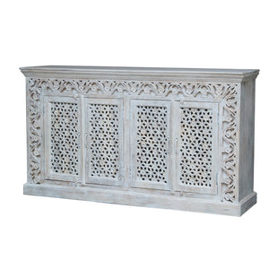 Simba _Hand Carved Solid Indian Wood Sideboard_Buffet_Dresser