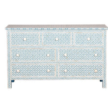 Load image into Gallery viewer, Jenn_Bone Inlay Chest of Drawer with 7 Drawers_ 150 cm Length

