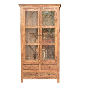 Saga_Hand Carved Indian Wood Tall Almirah_Cupboard_Height 190cm