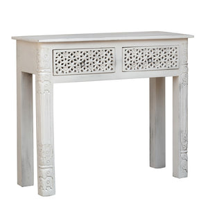 Rama_Solid Indian Wood Brass inlaid console table_Vanity Table_110 cm