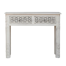 Load image into Gallery viewer, Rama_Solid Indian Wood Brass inlaid console table_Vanity Table_110 cm
