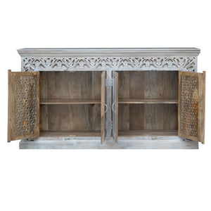 Simba _Hand Carved Solid Indian Wood Sideboard_Buffet_Dresser