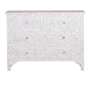 Pearla Mother of Pearl Inlay Chest of Drawer with 4 Drawers_ 104 cm Length