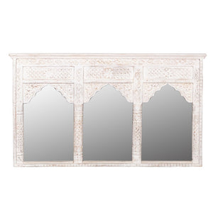 Dimsy_Solid Indian Wood Hand Carved 3 Arch Mirror