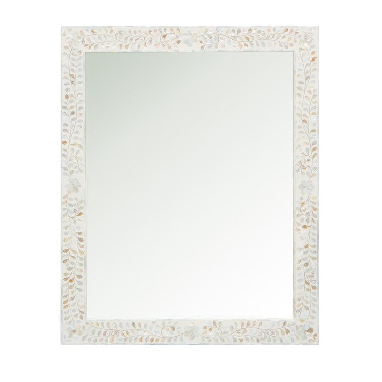 Mandy Mother of Inlay Wall Mirror Floral Pattern