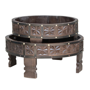 Ariana Hand Carved Chakki Table_Grinder Table