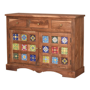 Meena _Hand Carved Wooden Sideboard_Buffet_Cabinet_120 cm