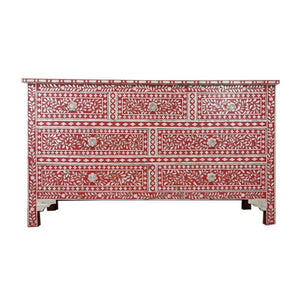 Kyona _Mother of Pearl Inlay Chest of Drawer with 7 Drawers_ 150 cm Length
