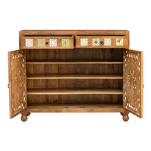 Load image into Gallery viewer, Riva_ Solid Indian Wood Chest with Tile Doors_Shoe Cabinet_ 125 cm Length
