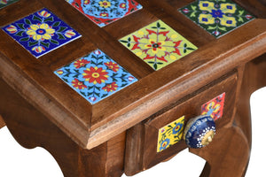 Shivi_Multi color tile side tables_Planter table _Tall table