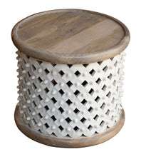 Load image into Gallery viewer, Claire_ Solid Mango Wood Hand Carved Jali Side Table
