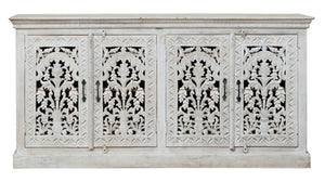 Lisa_ Hand Carved Indian Wood Sideboard with Glass on Door_Buffet