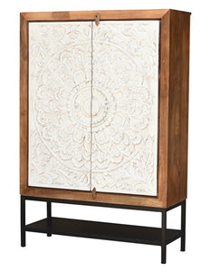 Henry_ Solid Indian Wood Hand Carved Bar Cabinet_Height 150 cm