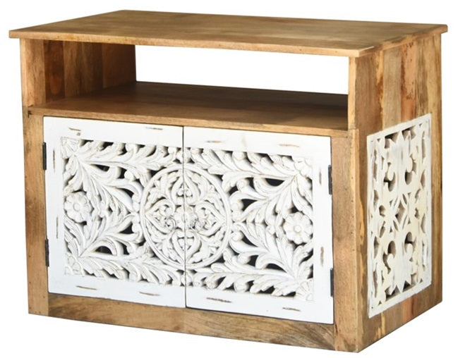 Esom_Solid Indian Wood Carved Chest_Cabinet_ 90 cm Length