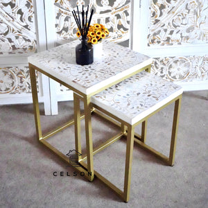 Laura _ Mother Of Pearl  Inlay Nesting Tables Set of 2