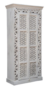 Saige Hand Carved Indian Wood Tall Almirah_Cupboard_Height 180 cm