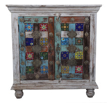 Load image into Gallery viewer, Mandy Solid Indian Wood Chest with Tile Doors_Cupboard_Cabinet_ 90 cm Length
