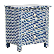 Load image into Gallery viewer, Saul X Bone Inlay Bed Side table with 3 drawers
