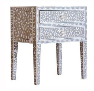 Geoff_Mother of Pearl Bed Side Table with 2 Drawers