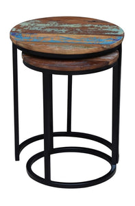 Wesley_Solid Indian Reclaimed Wood Round Nesting Table